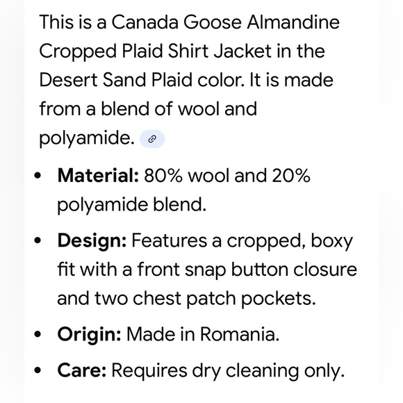 Canada Goose Almadine cropped Plaid Jacket—GORGEOUS!! New With Tags—Small - Picture 3 of 9